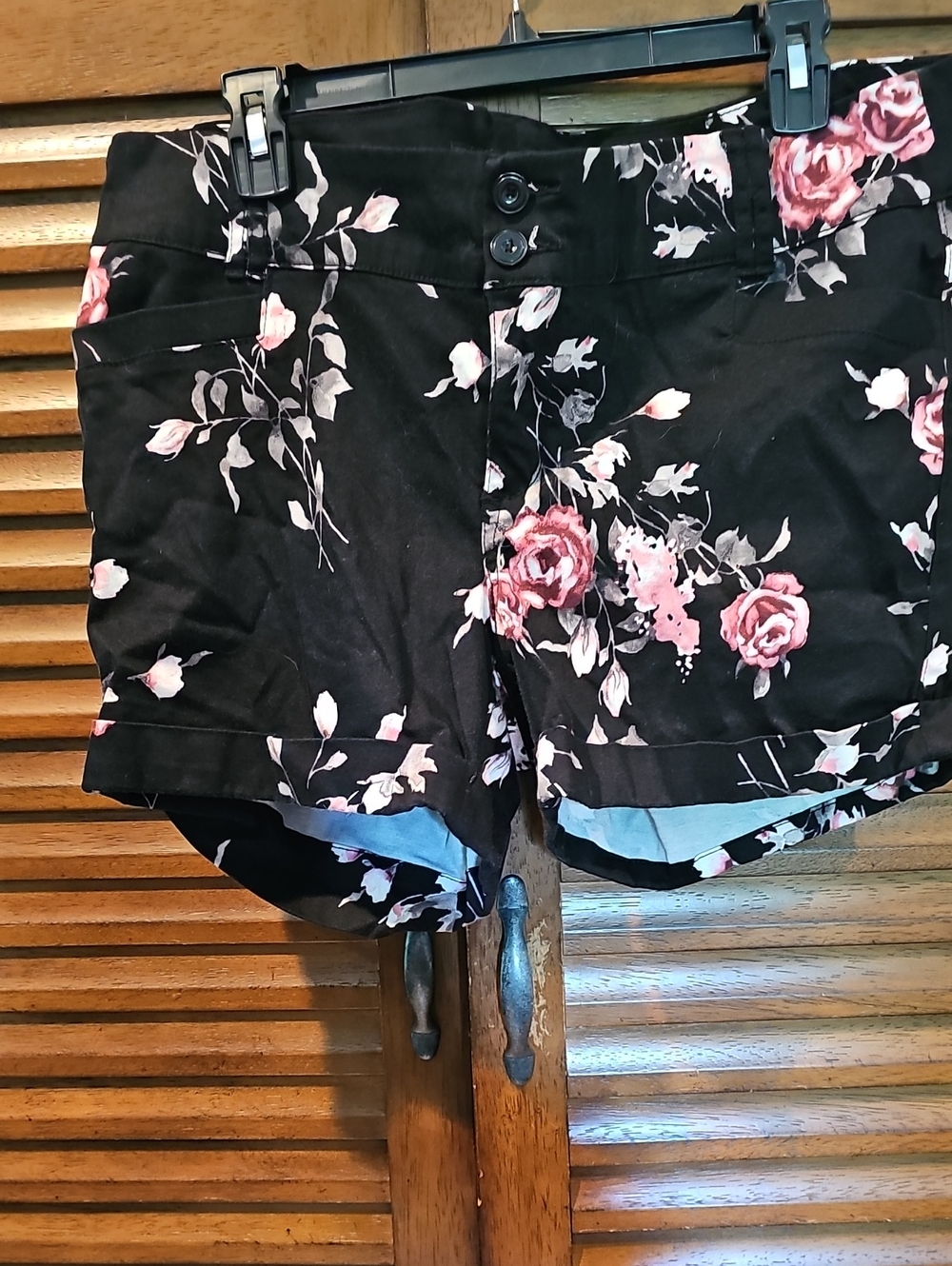 torrid Black Floral High-Waist Button-Front Shorts